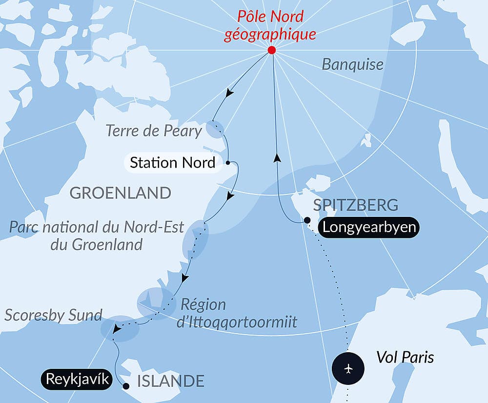 Le pôle Nord géographique et exploration du Groenland septentrional