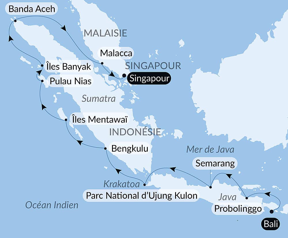 Îles, villes et volcans d'Indonésie