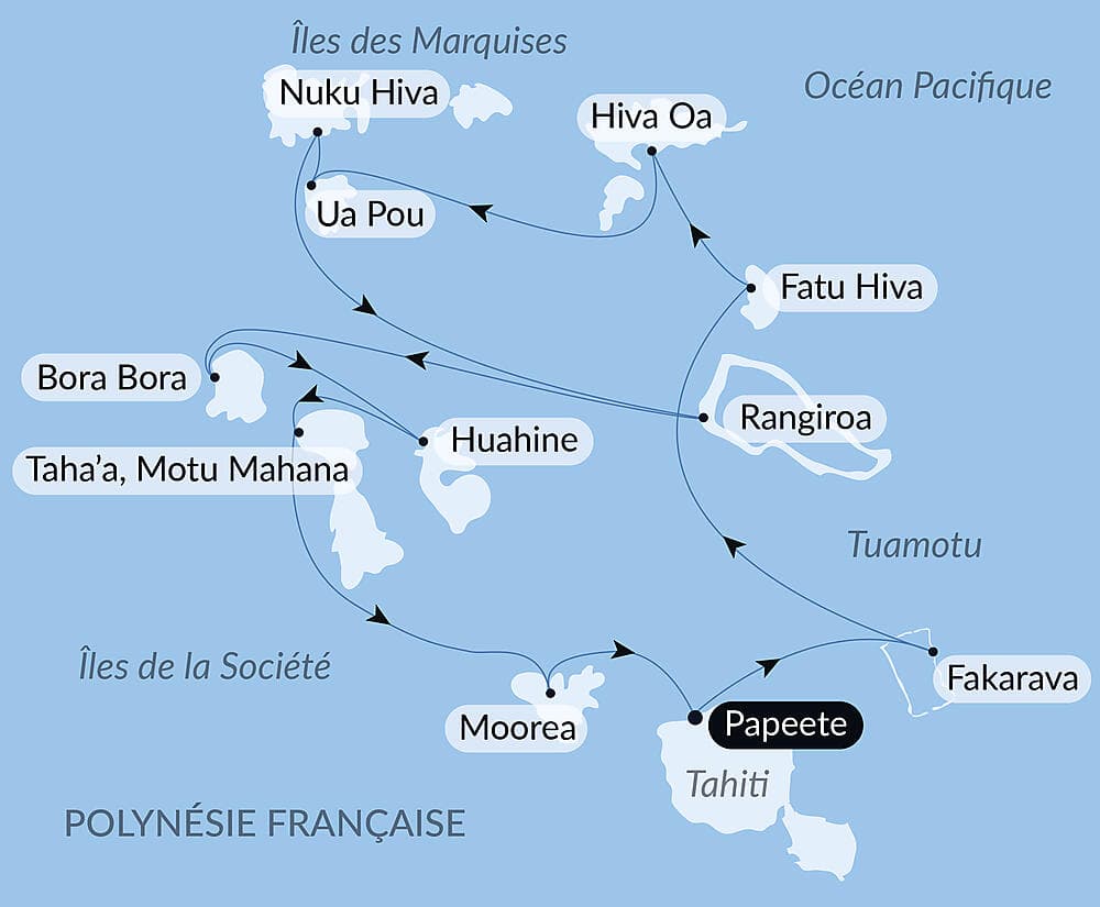 Marquises, Tuamotu et îles de la Société