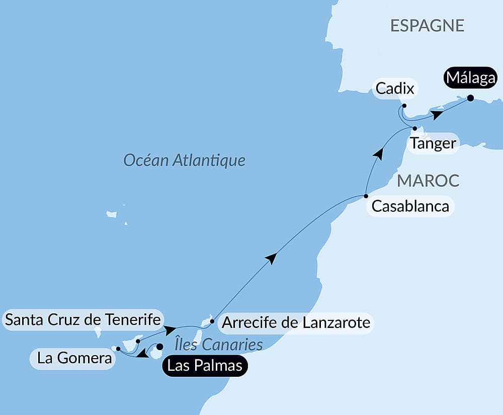 Canaries, Maroc et péninsule ibérique